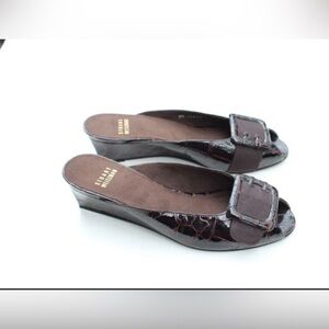 Stuart Weitzman Brown Mules with Buckle